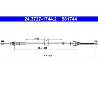 Tirette à câble, frein de stationnement ATE 24.3727-1744.2