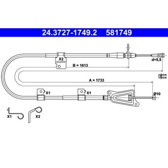 Tirette à câble, frein de stationnement ATE OEM 365308H300