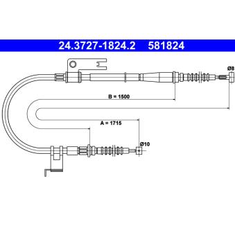 Tirette à câble, frein de stationnement ATE OEM GE7C44410D