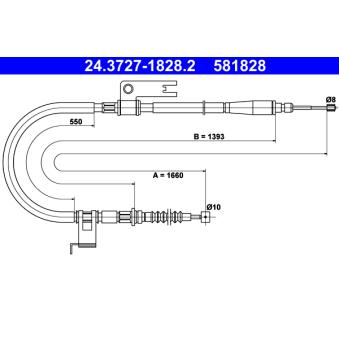 Tirette à câble, frein de stationnement ATE OEM B25D44410C