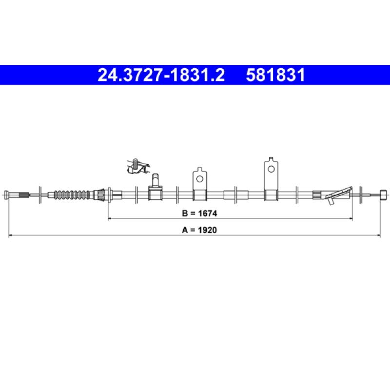 Tirette à câble, frein de stationnement ATE 24.3727-1831.2 - Visuel 1