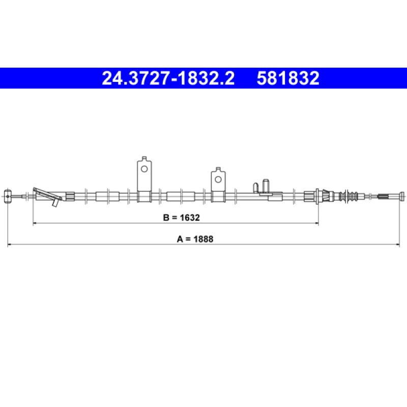 Tirette à câble, frein de stationnement ATE 24.3727-1832.2 - Visuel 1