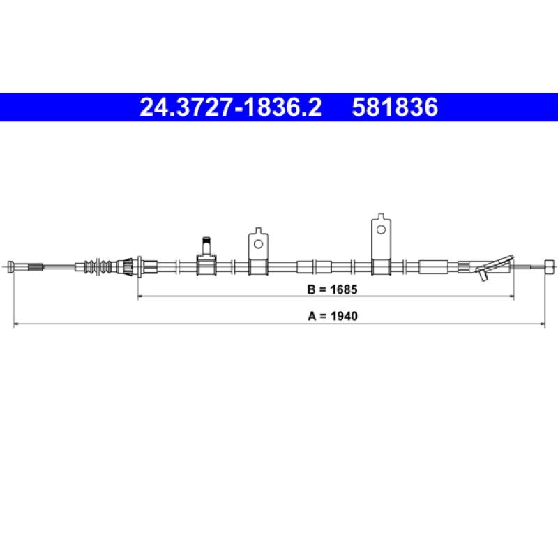 Tirette à câble, frein de stationnement ATE 24.3727-1836.2 - Visuel 1