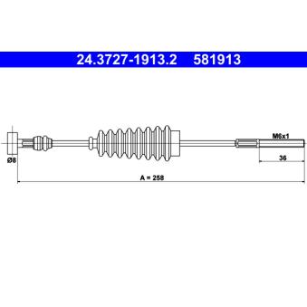 Tirette à câble, frein de stationnement ATE 24.3727-1913.2