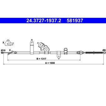 Tirette à câble, frein de stationnement ATE OEM 464300D050