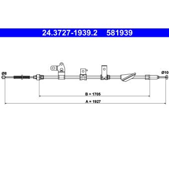 Tirette à câble, frein de stationnement ATE OEM 464300F010