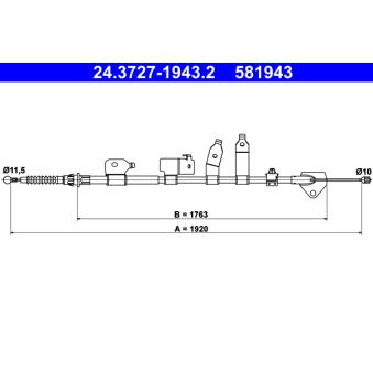 Tirette à câble, frein de stationnement ATE OEM 4642002121