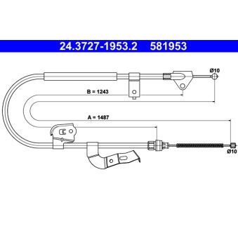 Tirette à câble, frein de stationnement ATE OEM 464300H010