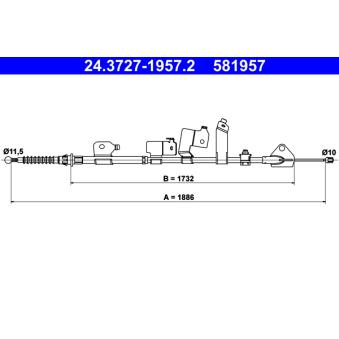 Tirette à câble, frein de stationnement ATE OEM 4643012620