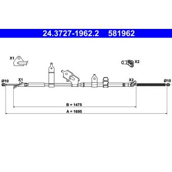 Tirette à câble, frein de stationnement ATE OEM 4642052330