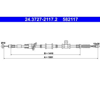 Tirette à câble, frein de stationnement ATE OEM MR475556