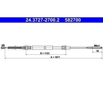 Tirette à câble, frein de stationnement ATE 24.3727-2700.2 pour SEAT INCA 1.4 16V - 75cv