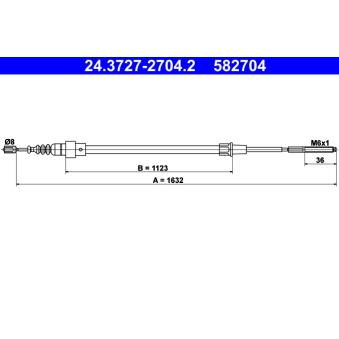 Tirette à câble, frein de stationnement ATE OEM 6K0609721F