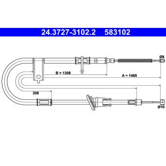Tirette à câble, frein de stationnement ATE OEM 5977022100