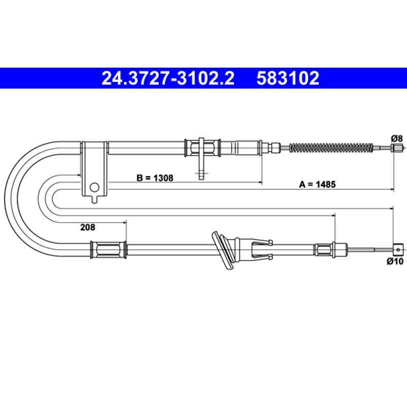 Tirette à câble, frein de stationnement ATE 24.3727-3102.2 - Visuel 1