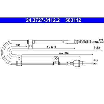 Tirette à câble, frein de stationnement ATE OEM 597602D350