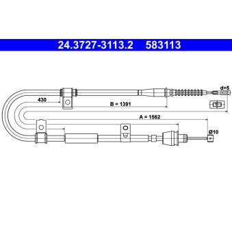 Tirette à câble, frein de stationnement ATE OEM 597702D350