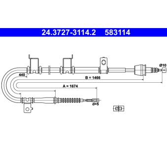 Tirette à câble, frein de stationnement ATE OEM 597702H300