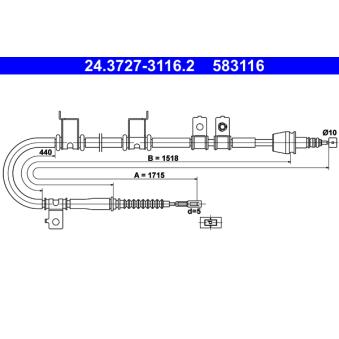Tirette à câble, frein de stationnement ATE OEM 597602L300