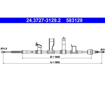 Tirette à câble, frein de stationnement ATE 24.3727-3129.2