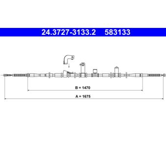 Tirette à câble, frein de stationnement ATE 24.3727-3133.2