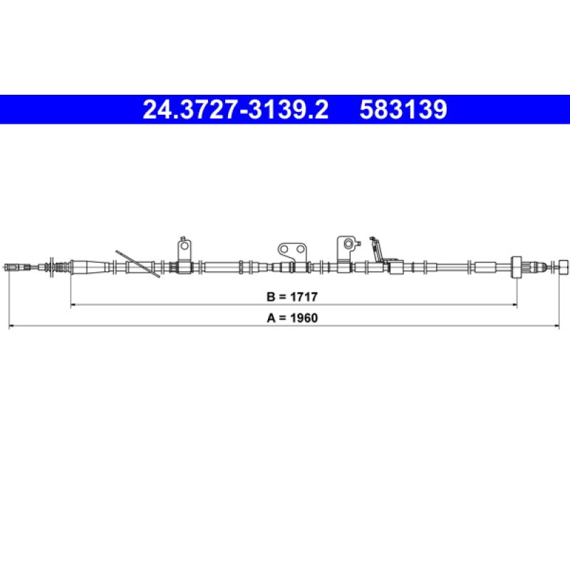 Tirette à câble, frein de stationnement ATE 24.3727-3139.2 - Visuel 1