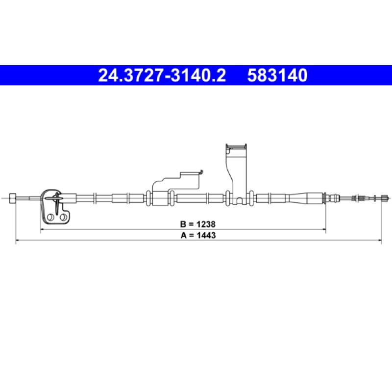 Tirette à câble, frein de stationnement ATE 24.3727-3140.2 - Visuel 1