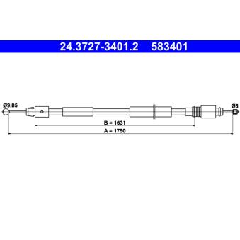 Tirette à câble, frein de stationnement ATE 24.3727-3401.2