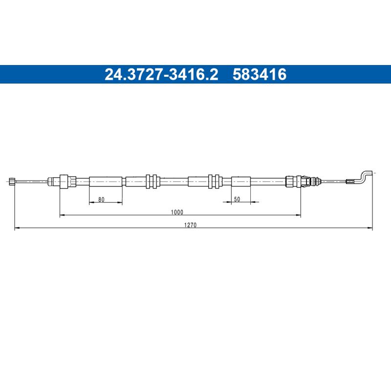 Tirette à câble, frein de stationnement ATE 24.3727-3416.2 - Visuel 1