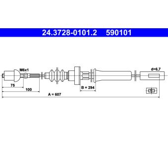 Tirette à câble, commande d'embrayage ATE 24.3728-0101.2