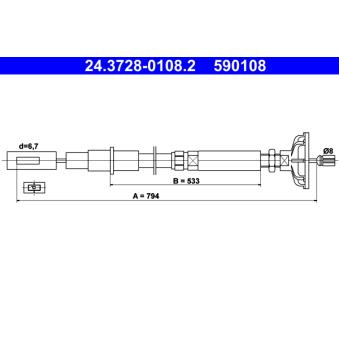 Tirette à câble, commande d'embrayage ATE OEM 171721335E