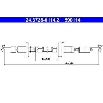 Tirette à câble, commande d'embrayage ATE 24.3728-0114.2