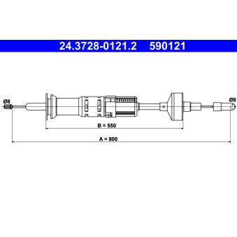 Tirette à câble, commande d'embrayage ATE 24.3728-0121.2