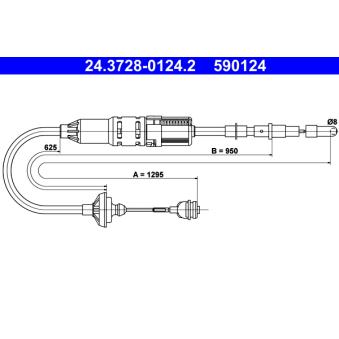 Tirette à câble, commande d'embrayage ATE 24.3728-0124.2