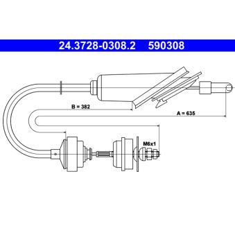 Tirette à câble, commande d'embrayage ATE 24.3728-0308.2