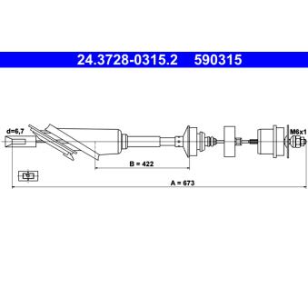 Tirette à câble, commande d'embrayage ATE OEM 2150L8 Tirette à câble, commande d'embrayage ATE OEM 2150L8