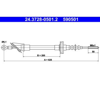 Tirette à câble, commande d'embrayage ATE 24.3728-0501.2