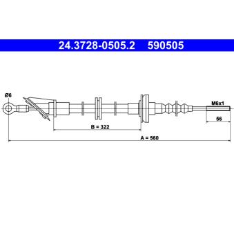 Tirette à câble, commande d'embrayage ATE 24.3728-0505.2