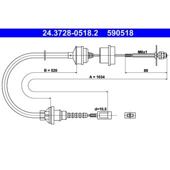 Tirette à câble, commande d'embrayage ATE OEM 2150J2