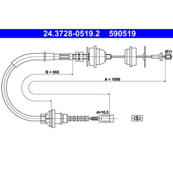 Tirette à câble, commande d'embrayage ATE OEM 1318446080