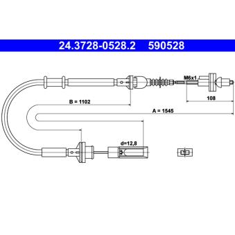 Tirette à câble, commande d'embrayage ATE 24.3728-0528.2