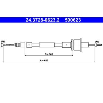Tirette à câble, commande d'embrayage ATE OEM 6066679