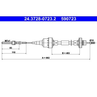 Tirette à câble, commande d'embrayage ATE OEM 669189