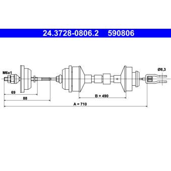 Tirette à câble, commande d'embrayage ATE OEM 215096 Tirette à câble, commande d'embrayage ATE OEM 215096