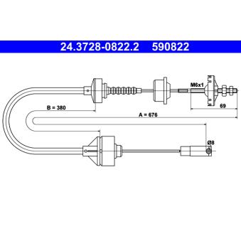 Tirette à câble, commande d'embrayage ATE OEM 2150H1 Tirette à câble, commande d'embrayage ATE OEM 2150H1