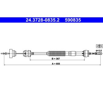 Tirette à câble, commande d'embrayage ATE OEM 2150S0