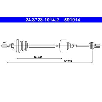 Tirette à câble, commande d'embrayage ATE OEM 7700823050 Tirette à câble, commande d'embrayage ATE OEM 7700823050