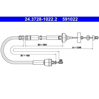 Tirette à câble, commande d'embrayage ATE OEM 7700840014