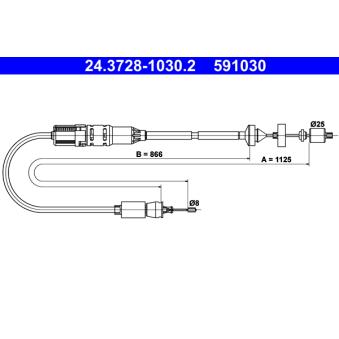 Tirette à câble, commande d'embrayage ATE OEM 7700432383