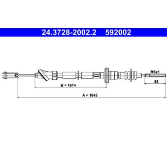 Tirette à câble, commande d'embrayage ATE OEM 2371057B12